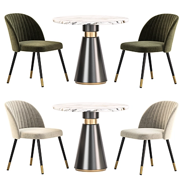 Modern Metal Velvet Dining Set 3D model image 1 