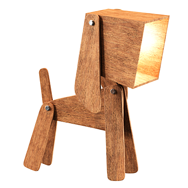 Puppy-shaped Wooden Lamp 3D model image 1 