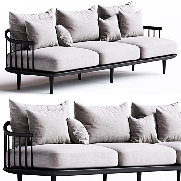 Modern 3-Seater Fabric Sofa Gray 3D model image 1 