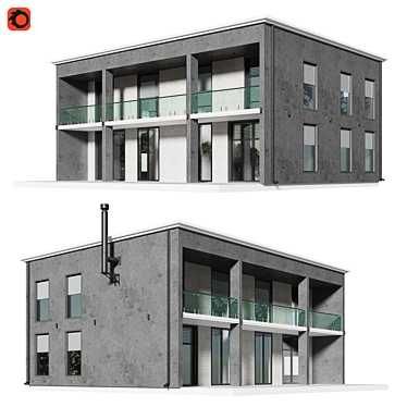 Modern Two-Storey Villa Model 3D model image 1 