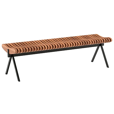 Teak Garden Bench, Real-Sized 3D model image 1 