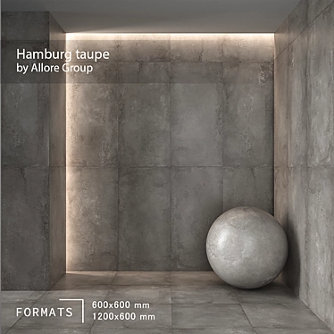 Taupe Concrete Hamburg Floor Tile 3D model image 1 