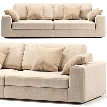 Modern Convertible Sofa With Ottoman 3D model image 1 