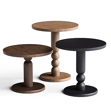 Elegant Turn Side Tables Set 3D model image 1 