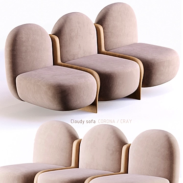 Soft and Sleek Cloudy Sofa 3D model image 1 