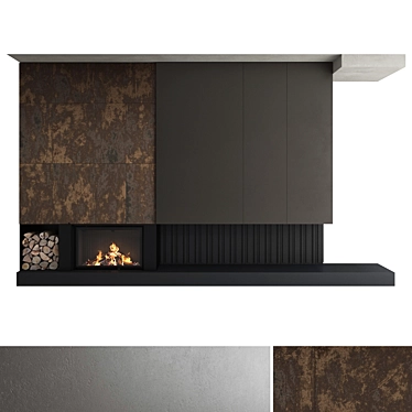 Impression 2G L Fireplace Wall 3D model image 1 