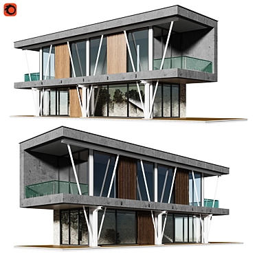 Modern Villa Design Render Obj 3D model image 1 