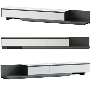 Fero Modern Black Extendable Stone & Wood TV Stand