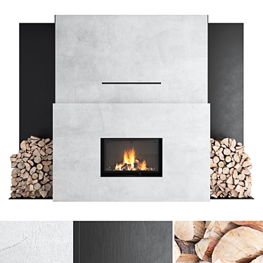 Romotop 3D Fireplace Wall Set 3D model image 1 