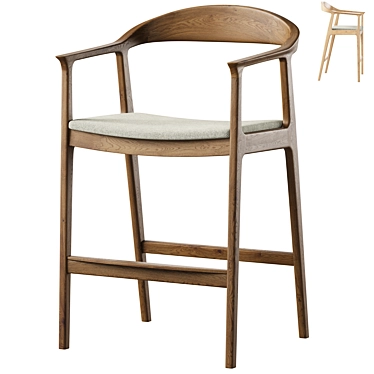 Barolo Half-Bar Stool, Gray 3D model image 1 