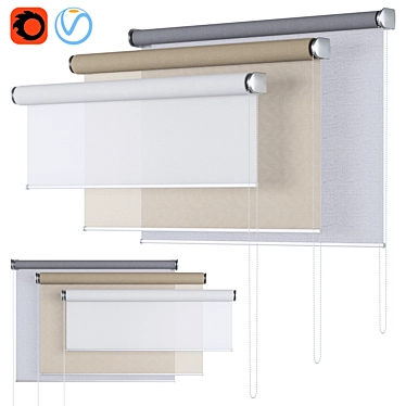 Sheer Mesh Roller Blind 3D model image 1 