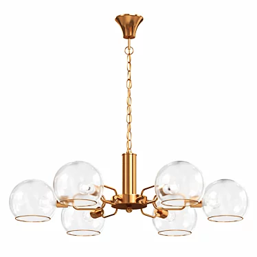 Elegant Gold Glass Chandelier 3D model image 1 