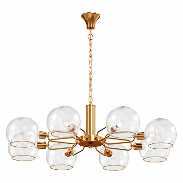 Luxury Gold Chandelier with Glass 3D model image 1 