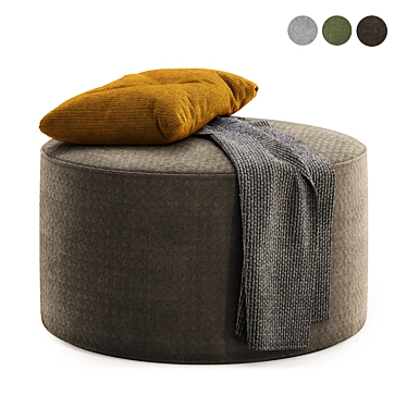 Round Fabric Stool with Cushion 3D model image 1 