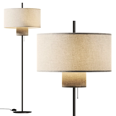 Elegant Fabric Metal Floor Lamp 3D model image 1 