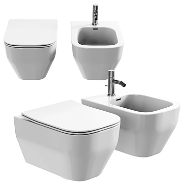 Modern Wall-Hung Rimless Toilet 3D model image 1 