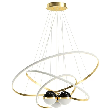 Golden LED Chandelier UV Wrapped 3D model image 1 