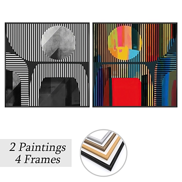 Dual Painting Set with Frames 3D model image 1 