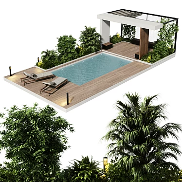 Pergola Poolside Furniture Set 3D model image 1 