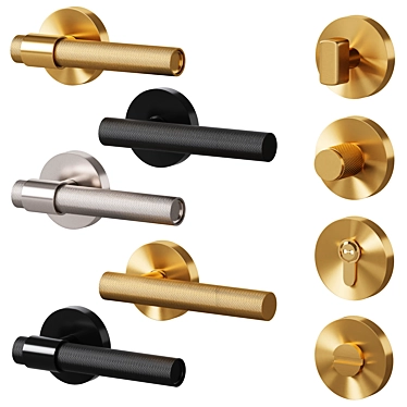 Meraki Brass Door Handle Set 3D model image 1 