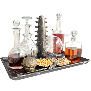 Alcohol Tray Set with Glasses 3D model image 1 