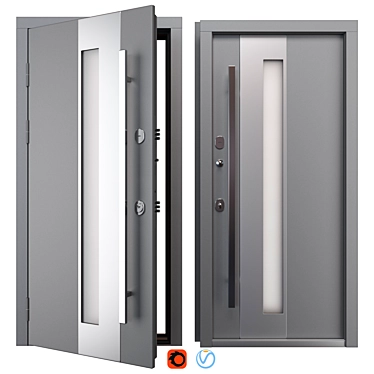 Modern Aluminum Entry Door Nova 023 3D model image 1 