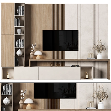 Modular TV Wall Design Kit 3D model image 1 