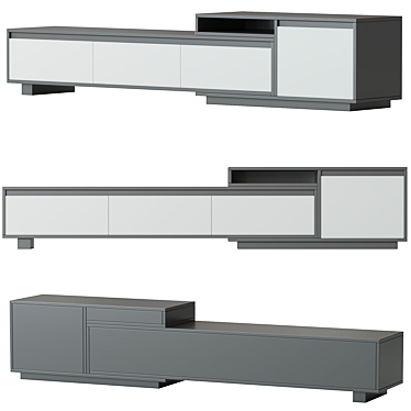 Sleek Black TV Stand with Drawers 3D model image 1 