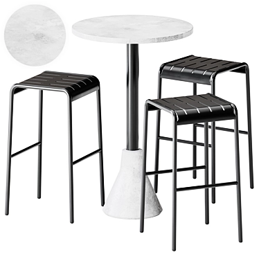 Sleek High Stool & Table 3D model image 1 