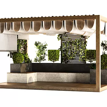 Modern Outdoor Pergola Set 3D model image 1 