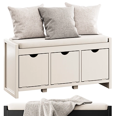 Modern Storage Bench with Accessories 3D model image 1 