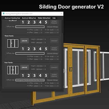 Versatile Sliding Door V2 Kit 3D model image 1 