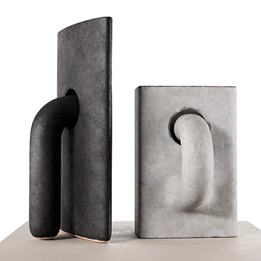 Contemporary Gray Sculptures Set 3D model image 1 