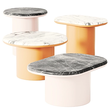 Gemini Metal Stone Table Set 3D model image 1 