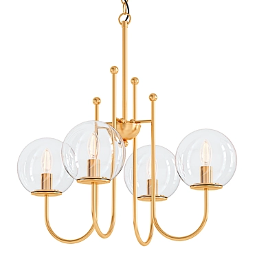 Modern Gold Globe Chandelier Set 3D model image 1 