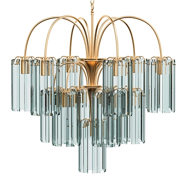 Crystal Cascade Brass Chandelier 3D model image 1 