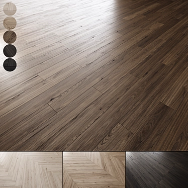 Wood Oak Parquet Flooring Set 3D model image 1 