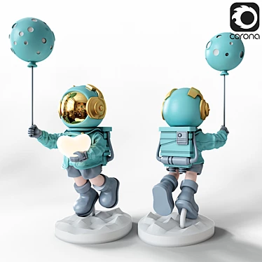 Cosmonaut Decorative Statue in 3 Colors 3D model image 1 