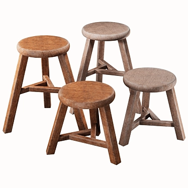 Versatile Wood Stools Collection 3D model image 1 