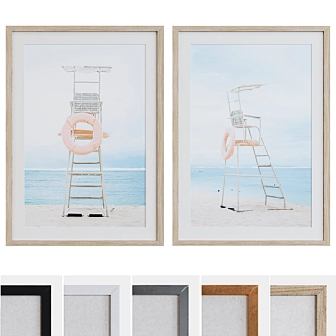 Beach Tower Picture Frame Set 3D model image 1 