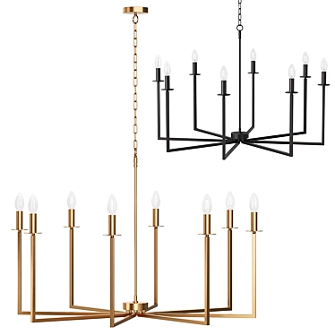 Mid-Century Minimalist Brass Chandelier 3D model image 1 