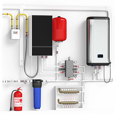 Home Gas Boiler Setup Model 3D model image 1 