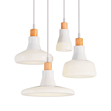 Contemporary Frosted Pendant Light Set 3D model image 1 