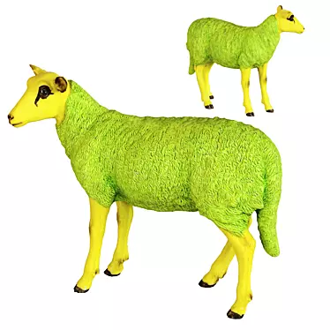 Sheep Figurine Green Decor Kare 3D model image 1 