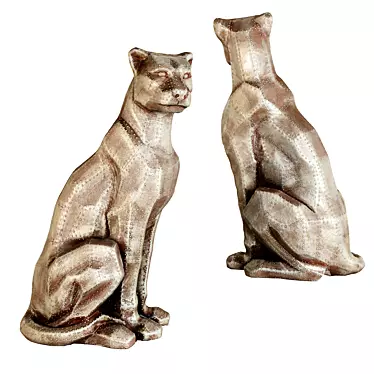 Copper Sitting Cat Figurine 3D model image 1 