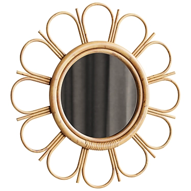 Natural Rattan Cane Mirror Elegance 3D model image 1 