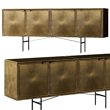 Luxury Aged Brass Sideboard 3D model image 1 