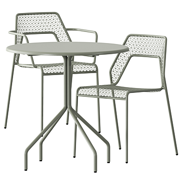 Modern Mesh Table Chair Render 3D model image 1 