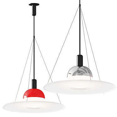  Chrome Red Nordic Pendant Light 3D model image 1 