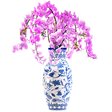 Elegant Orchid Bouquet with Vase 3D model image 1 